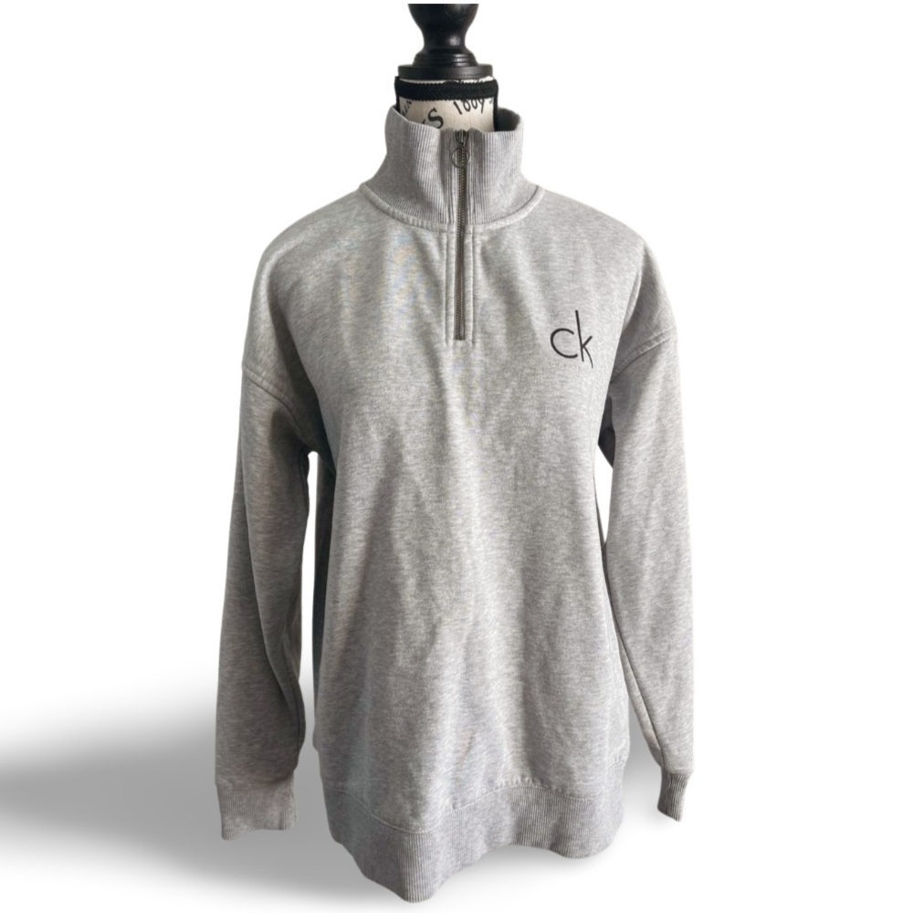 Calvin Klein Jeans Grey Half Quarter Zip Sweatshirt Size Medium